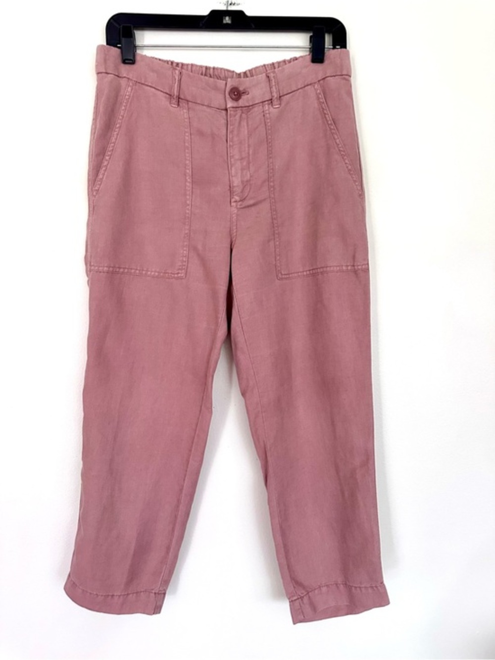 J. Crew Linen Blend Mauve Rose Straight-Leg Chino Pants Size 8